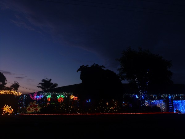 Aussie Christmas, Christmas lights, sunset, Latrobe Valley, Gippsland